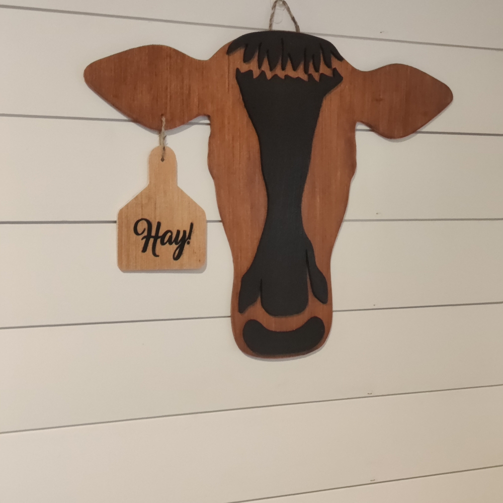Rustic Brown and Black Cow Wall Decor
